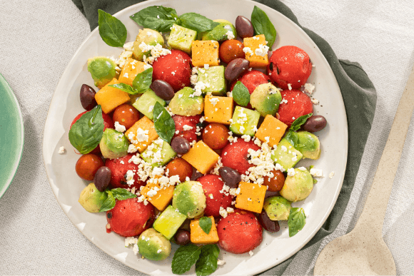 Melon & Feta Salad with Honey Lemon Vinaigrette